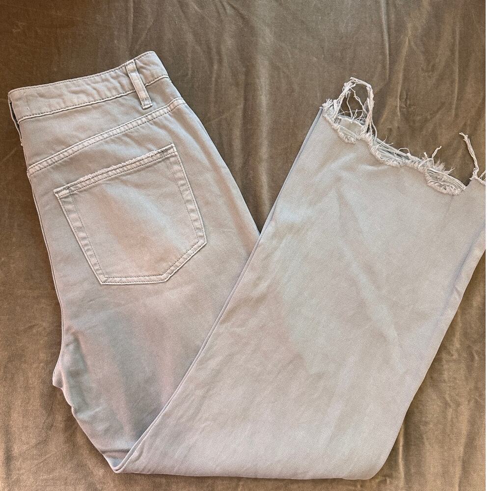 Vervet Mallard Green 90's Vintage Crop Flare Distressed Jeans - Picture 2 of 5